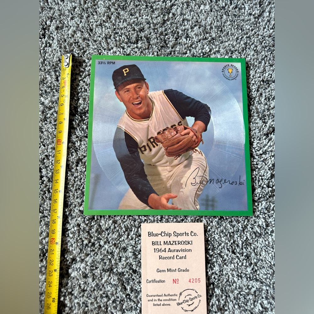Bill Mazeroski 1964 Auravision Record baseball Card graded Gem Mint 10